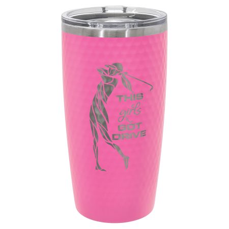 Polar Camel 20 oz. Pink Golf Tumbler - Full Dimples and Slider Lid