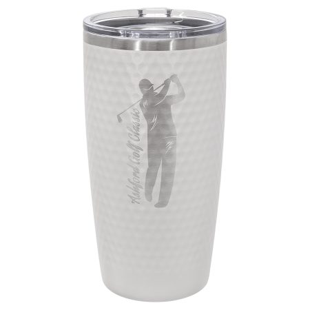Polar Camel 20 oz. White Golf Tumbler - Full Dimples and Slider Lid